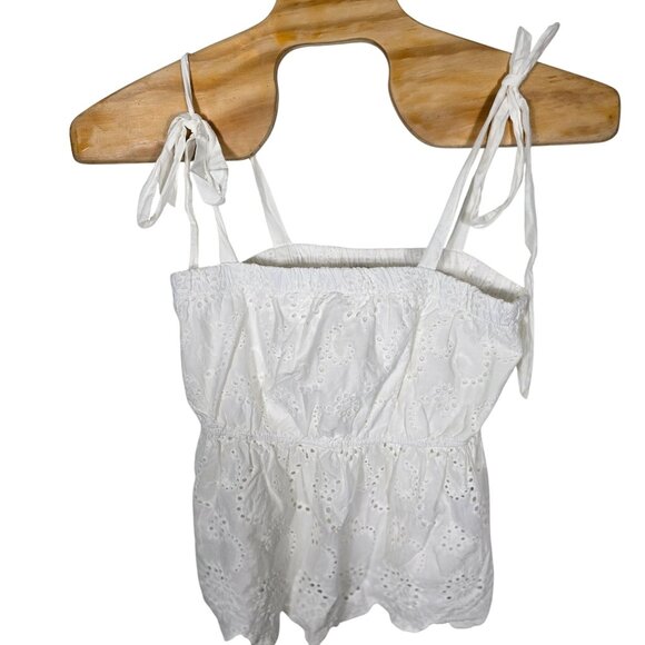 American Eagle Halter Top Large Women's White Straps Lace Pattern Cropped - Picture 2 of 5